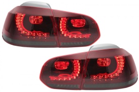Stopuri Full LED compatibil cu VW Golf 6 VI 2008-2013 R20 Design Rosu Fumuriu cu Semnal Dinamic - Img 3