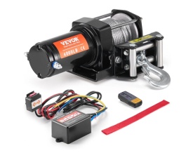 Troliu electric Vevor P3000-1C, 12V pentru ATV off-road 1.3 hp, greutate remorcata 1800 kg, cablu otel