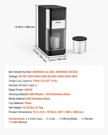 Aparat de inghetata 7 in 1, aparat de inghetata de casa cu amestecare si rotire rapida pentru o textură fina si cremoasa, sorbet, milkshake, iaurt inghetat si inghetata usoara - Img 8