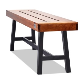 Banca de gradina din lemn de 160 cm cu picioare metalice pentru exterior, capacitate de incarcare de 250 kg, pentru gradina, banca de masa, de terasa, curte, veranda - Img 10