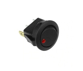 Buton comutator 2 pozitii, On Off, led rosu 3 picioare 12V 20A, 1 bucata
