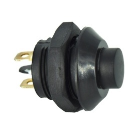 Buton push SLI01 cu revenire, 2 pini, 12V 10A - 24V 5A, negru, bucata