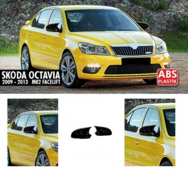 Capace oglinda compatibile cu SKODA SUPERB II 2008-2015 Negru lucios Batman Style - Img 2