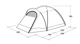Cort camping tip cupola cu 2 camere, potrivit pentru 5 persoane, 360x320x180 cm, Outwell Tent Cloud 5 - Img 7