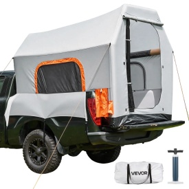Cort gonflabil pentru camioneta, cort pentru camioneta cu platforma de 2,2 x 1,65 m, 3 sezoane, cu ferestre ventilate din plasa, corturi de camping impermeabile din PU2000 mm pentru drumetii in aer liber - pompa de aer inclusa