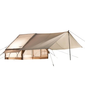 Cort gonflabil pentru camping, Glamping 300D Oxford, usor de instalat pentru 3-5 persoane cu pompa manuala, cort pentru 4 sezoane cu baldachin, 2 usi si 2 ferestre din plasa - Img 12