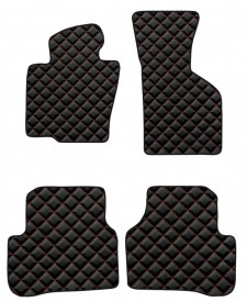 Covorase auto, mochete auto piele ecologica compatibile VW JETTA 2011-2017, culoare negru si cusatura rosie - Img 1