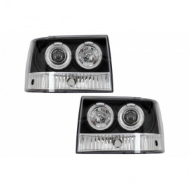 Faruri compatibil cu Jeep Grand Cherokee I ZJ (1993-1998) Angel Eyes Negru - Img 1
