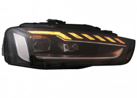 Faruri Full LED compatibil cu Audi A4 B8.5 Facelift (2012-2015) Negru Semnal Dinamic A4 B9.5 Design - Img 3