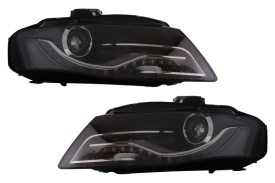 Faruri LED DRL compatibil cu Audi A4 B8 8K 2008-2011 cu Lumini de zi Integrate Negru - Img 4