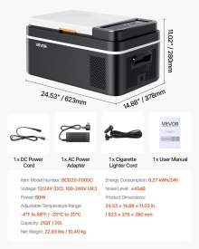 Frigider auto de 20L, voltaj operare 12V 24V DC si 100-240V AC 60W, -20C - 20 grade C pentru exterior, camping, rulote - Img 7