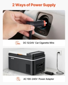 Frigider auto de 22L, voltaj operare 12V 24V DC si 100-240V AC 60W, -20C - 20 grade C pentru exterior, camping, rulote - Img 5