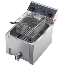 Friteuza electrica comerciala, capacitate ulei 6,8 L, friteuza de blat din otel inoxidabil de 2500 W cu cos si capac, control al temperaturii, supapa de scurgere a uleiului pentru restaurant si nu numai - Img 12