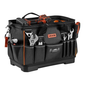 Geanta de scule, 410 mm, organizator de scule portabil cu 33 de buzunare, cu baza rezistentă la apa, fermoar mare, curea de umar reglabila