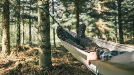 Hamac pentru drumetie, camping, pescuit sau gradina, 300x140 cm, Robens Trace Hammock Set - Img 10
