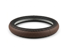 Husa volan piele perforata, negru cu maro compatibil cu Mazda 3 2013-2019