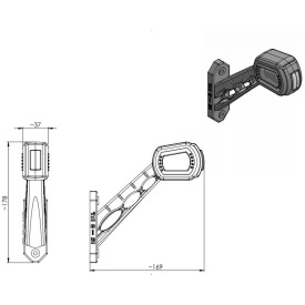 Lampa gabarit brat 169mm, cu LED, 3 functii, stanga, LDCC 2698 Horpol - Img 3