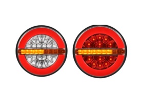 Lampa stop 3 functii, tip hamburger, LED, pozitie Efect Neon, Semnalizare dinamica, diametru 13cm, 12V-24V, Pentru Camion, Remorca, Autobuz, Rulota, Camper, Van - Img 4