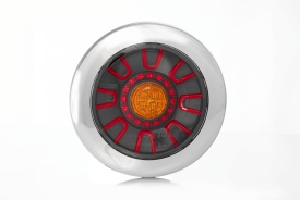 Lampa stop LED, 3 functii, tip hamburger, 59x39x29, 12/24V, FT-313 Fristom, cu rama cromata - Img 1