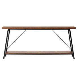 Masa consola ingusta pentru canapea, 180 cm, masa lunga si subtire de intrare cu 2 niveluri pentru hol, pentru canapea cu cadru metalic, hol, living si dormitor - Img 10