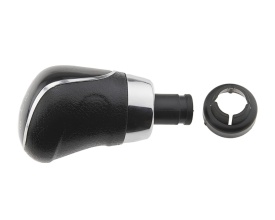 Nuca schimbator de viteze compatibil cu Ford Focus II 2004-2012, Focus III 2010-2017, Mondeo 2007-2015, Kuga 2008-2012, B-Max 2012-2017, C-Max 2007-2010, S-Max 2006-2014 5 trepte, din piele, culoare negru cu crom - Img 2