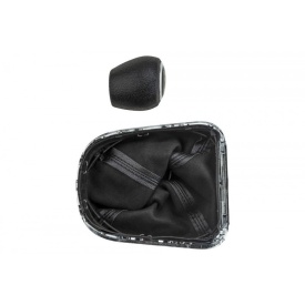 Nuca schimbator de viteze cu rama si manson piele ecologica compatibil cu Chevrolet Cruze 2009-2015, 6 trepte, culoare negru cu crom - Img 4