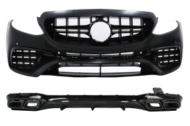 Pachet Exterior compatibil cu Mercedes E-Class W213 2016-2019 E63 Design cu Difuzor si Ornamente Tobe
