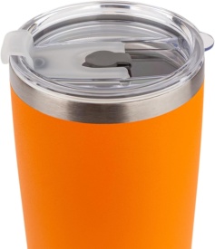 Pahar termic din otel inoxidabil cu capac, termos 600 ml, cu perete dublu, izolat in vid, culoare portocaliu - Img 4