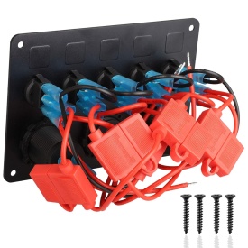 Panou cu 5 butoane auto cu LED, incastrabil, 12V-24V, 2 x USB 4.2A, priza bricheta 12V, si voltmetru - Img 2