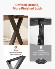 Picioare de masa, 750 mm inaltime x 760 mm latime, picioare de mobilier din otel, design modular, asamblare usoara, sarcina maxima 1000 kg, pentru birou, mese de bar, banc de lucru, 2 bucati, cadru în X, culoare negru - Img 3