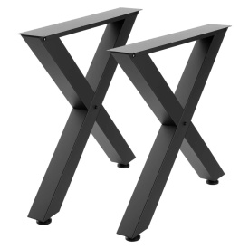 Picioare de masa, 750 mm inaltime x 760 mm latime, picioare de mobilier din otel, design modular, asamblare usoara, sarcina maxima 1000 kg, pentru birou, mese de bar, banc de lucru, 2 bucati, cadru în X, culoare negru - Img 12