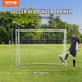 Poarta Fotbal, echipament de antrenament pentru Fotbal din fier dimensiune 2,43 x 1,82 m, cu plasa de rebound fata-verso - Img 3