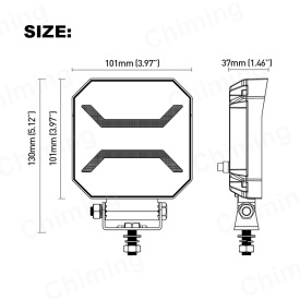 Proiector auto cu LED si pozitie rosie, pentru camioane tractor, roll bar, ATV, jeep, utilaje agricole, 101 x 101 x 37 mm, 15W - Img 3
