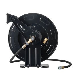 Rola pentru furtun de spalare cu presiune, 15,2 m x 9,5 mm, retractabila, din otel, pentru sarcini mari, 4000 PSI max, reincarcare automata, montare flexibila pe perete sau podea pentru spalare auto, gradina - Img 10