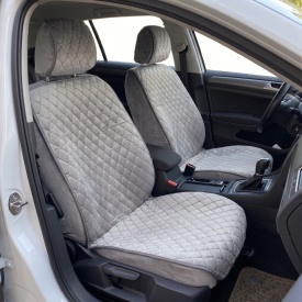 Set 2 huse scaune auto pentru fata, catifea, gri
