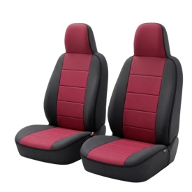 Set 2 huse scaune auto pentru fata, material textil, negru cu rosu - Img 2