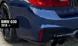 Set 2 ornamente prelungire bara spate compatibila BMW Seria 5 G30 2018-2024 extensii bara spate, coltar bara spate, negru lucios - Img 2