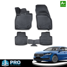 Set covorase auto cauciuc Skoda Superb 4 IV 2024->, forma tavita 3D - Img 2