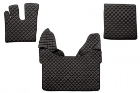 Set covorase camion, piele ecologica compatibil cu DAF XF105, XF106 Negru cu cusatura rosie AUTOMAT - Img 1