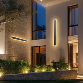 Set de 2 aplice exterioare, lampa de perete moderna cu bandă de 80 cm lungime, alb cald 3000K, iluminat exterior impermeabil antirugina IP65, pentru casa, veranda, garaj