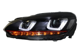 Set Faruri LED compatibil cu VW Golf 6 VI 2008-2013 Red Design Golf 7 3D U Design Semnal LED Dinamic - Img 7