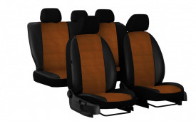 Set huse auto pentru scaune compatibile cu VW Passat B6 2005-2010 combi, piele ecologica negru cu maro - Img 1