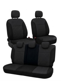 Set huse auto pentru scaune compatibile Dacia Duster I 2014-2017, material textil negru, Lichidare stoc!