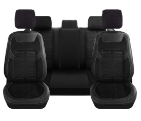 Set Huse Auto Premium fata-spate, piele ecologica cu imitatie de alcantara, culoare negru