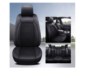 Set huse auto scaune universale de lux din piele cu textil, negru pentru scaunele fata si spate - Img 4