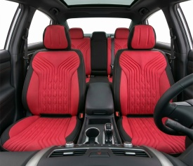 Set huse scaune auto compatibil BMW seria 3 E90 2005-2012, fata-spate, material textil Negru cu rosu