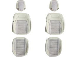 Set huse scaune auto compatibil cu Skoda Octavia 2 2004-2013 piele ecologica bej cu material textil bej, fata-spate - Img 4