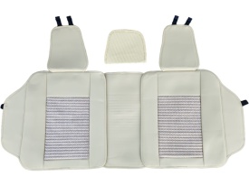 Set huse scaune auto compatibil cu VW Passat B6 2005-2010 piele ecologica bej cu material textil bej, fata-spate - Img 2