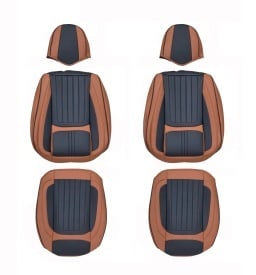 Set huse scaune auto compatibil Dacia Duster II 2018-2023, fata-spate, Piele ecologica Negru cu maro - Img 3