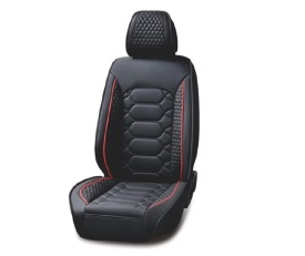 Set huse scaune auto compatibil Dacia Logan III 2021->, fata-spate, Piele ecologica, negru cu cusatura rosie - Img 2